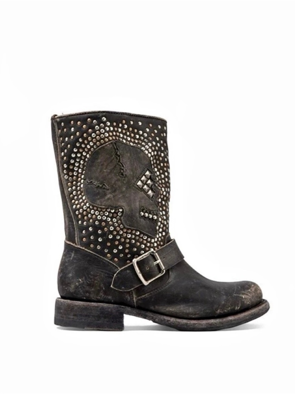 Frye  Jenna Skull Stud Short Skull Stud Short Boots Black US 7 - Picture 8 of 9